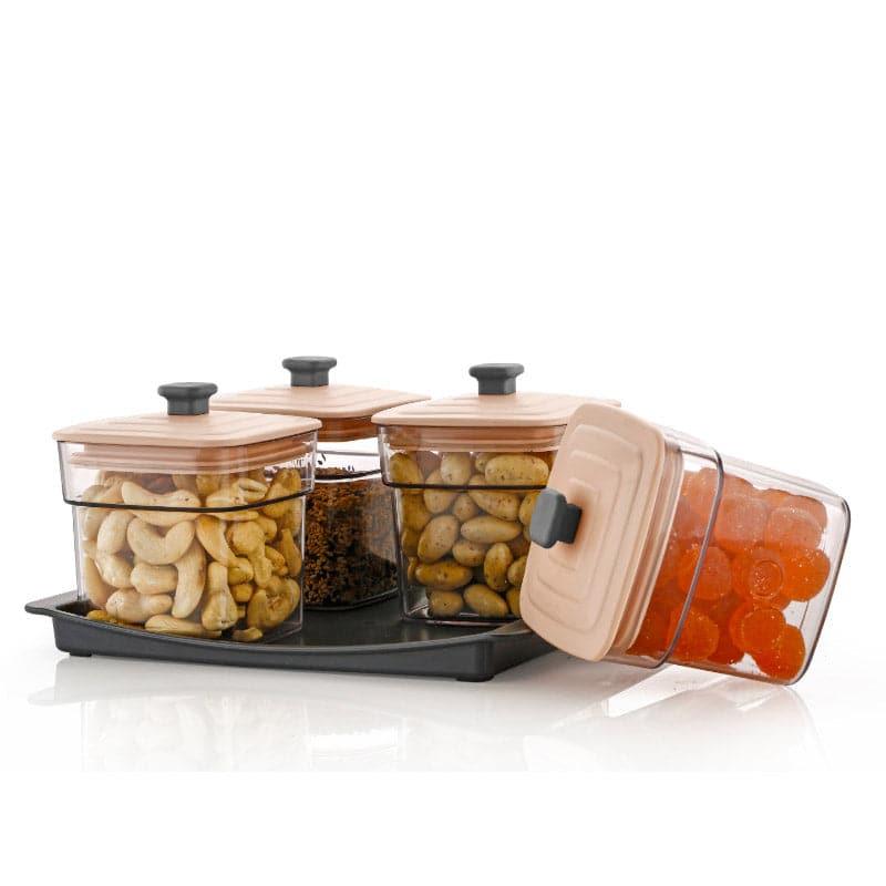 Container - Smart Store Peach Square Jar (250 ML) - Set Of Five