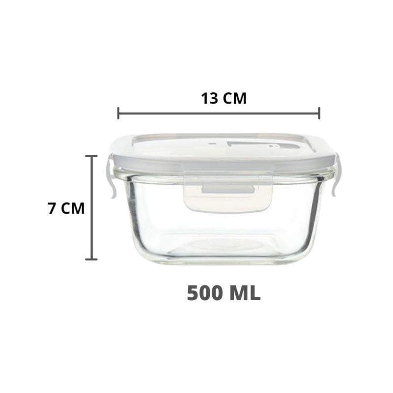 Container - Square Foodie Lunch Box (180/300/500/800 ML) - Set of Four