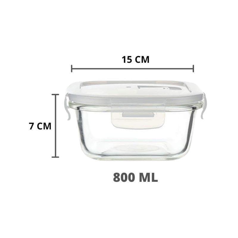 Container - Square Foodie Lunch Box (180/300/500/800 ML) - Set of Four