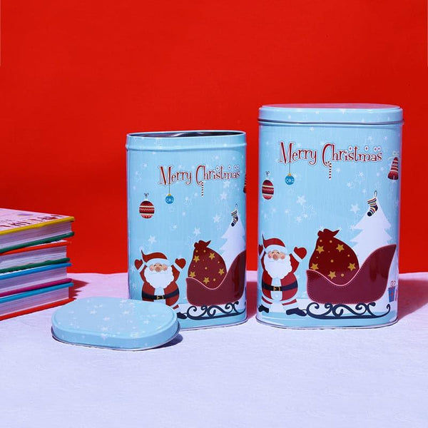 Container - Winter Sleigh Storage Jar - Set Of Two