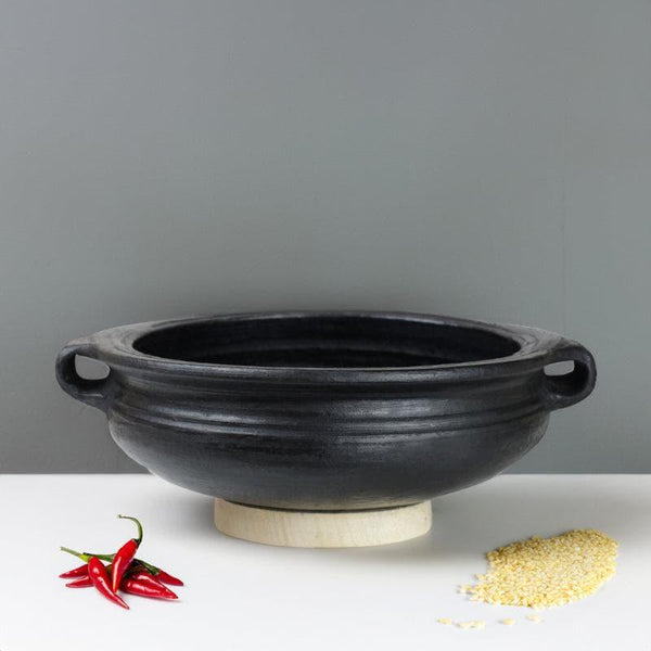 Cooking Pot - Dilaab Urali Clay Pot (Black) - 1000 ML