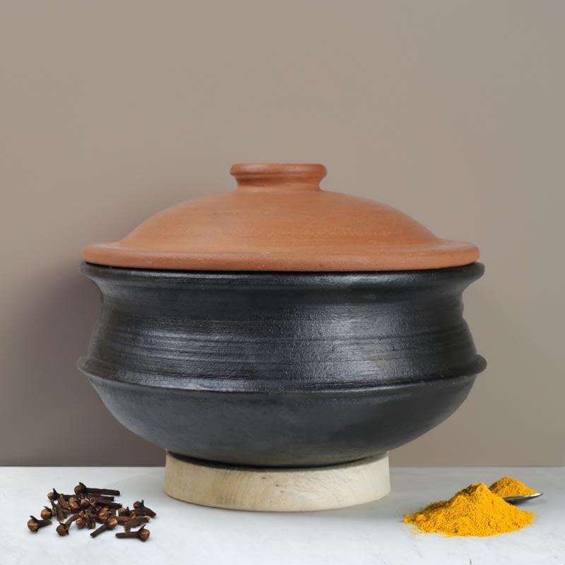 Buy Kalinaw Biriyani Clay Pot With Lid Black 2000 ML / 10 Inches Handi from Vaaree