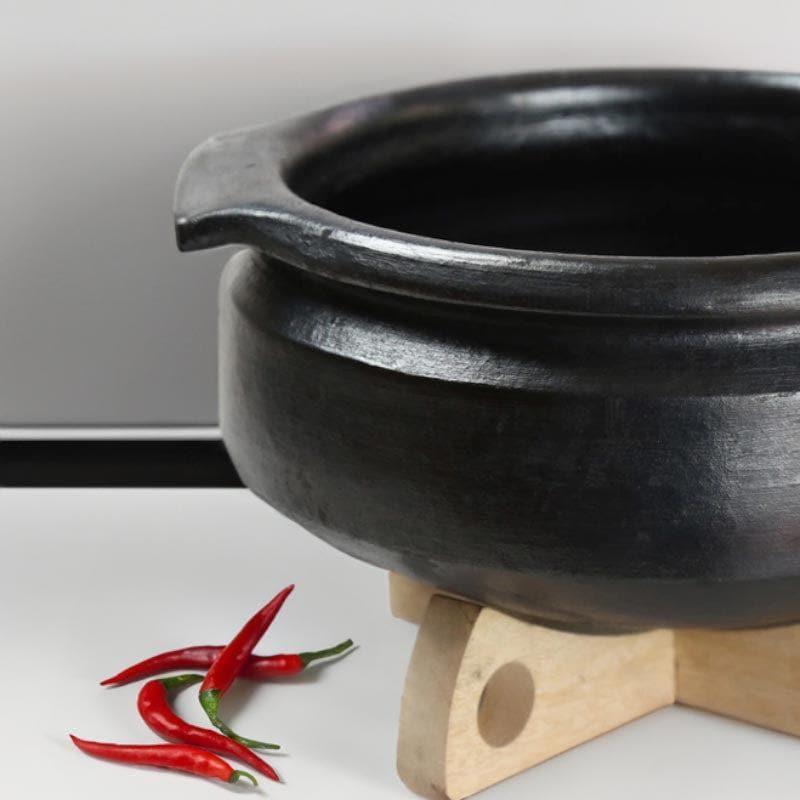 Buy Vritra Clay Pot Black 2000 ML / 9 Inches Handi from Vaaree