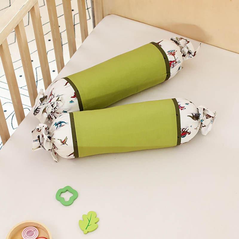 Buy The Dino Kingdom Bolster (Green) - Set Of Two Crib Bolster Covers from Vaaree