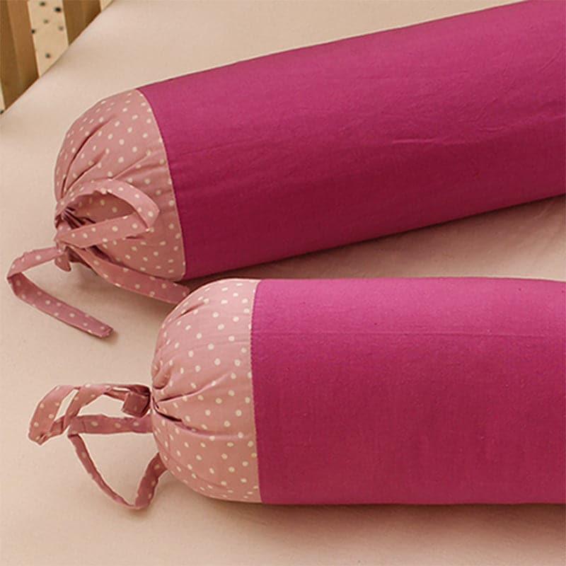 Crib Bolster Covers - Bitsy Polka Bolster - Pink