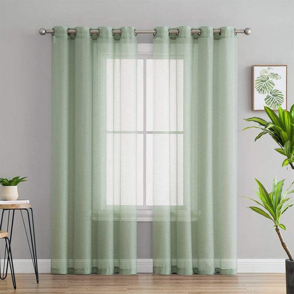 Nitiksha Solid Curtain (Green) - Set Of Two