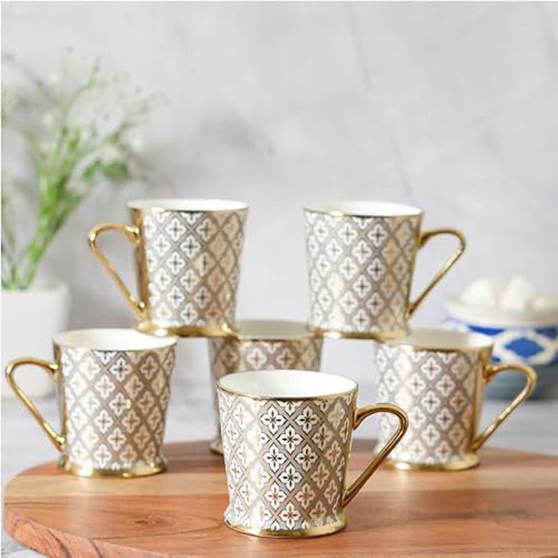 Cup - Golda Ethnic Ceramic Mug (180 ML) - Set Of Six