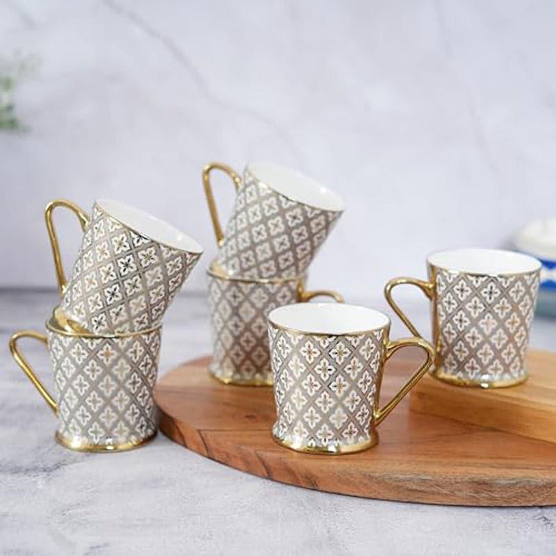 Cup - Golda Ethnic Ceramic Mug (180 ML) - Set Of Six