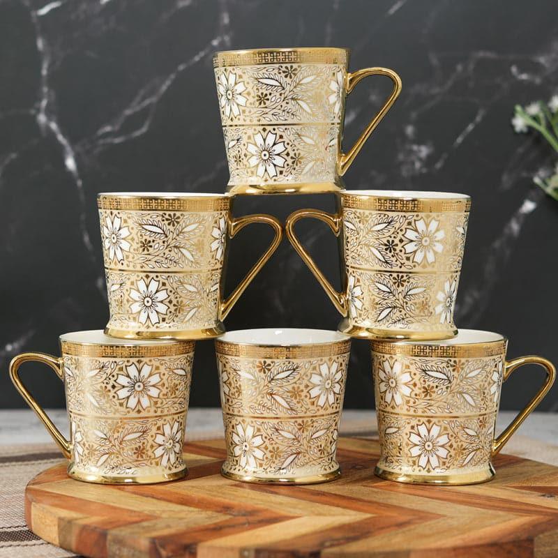 Cup - Goldera Flora Mug (180 ML) - Set Of Six