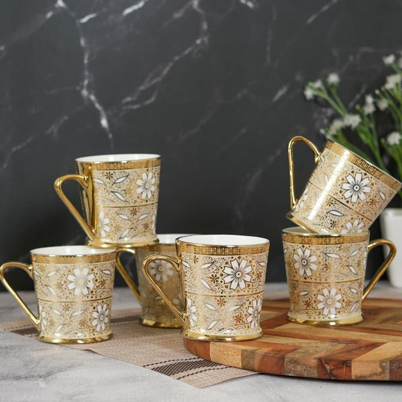 Cup - Goldera Flora Mug (180 ML) - Set Of Six