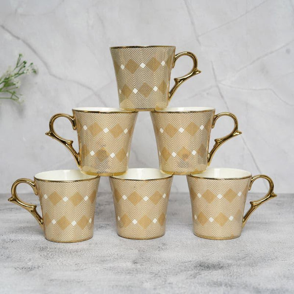 Cup - Rhombus Ethnic Mug (180 ML) - Set Of Six