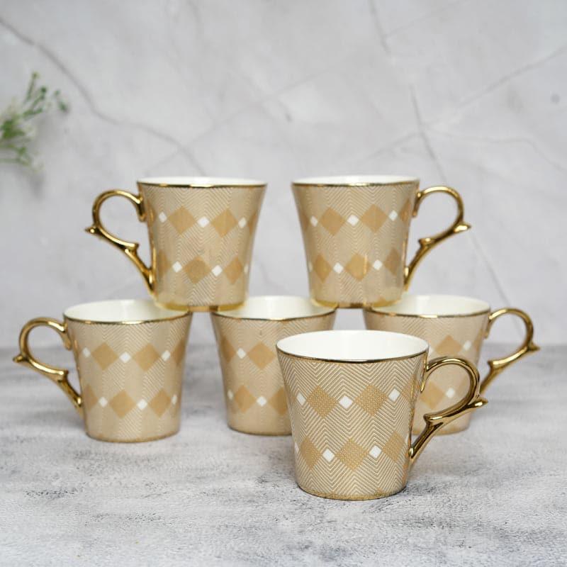 Cup - Rhombus Ethnic Mug (180 ML) - Set Of Six