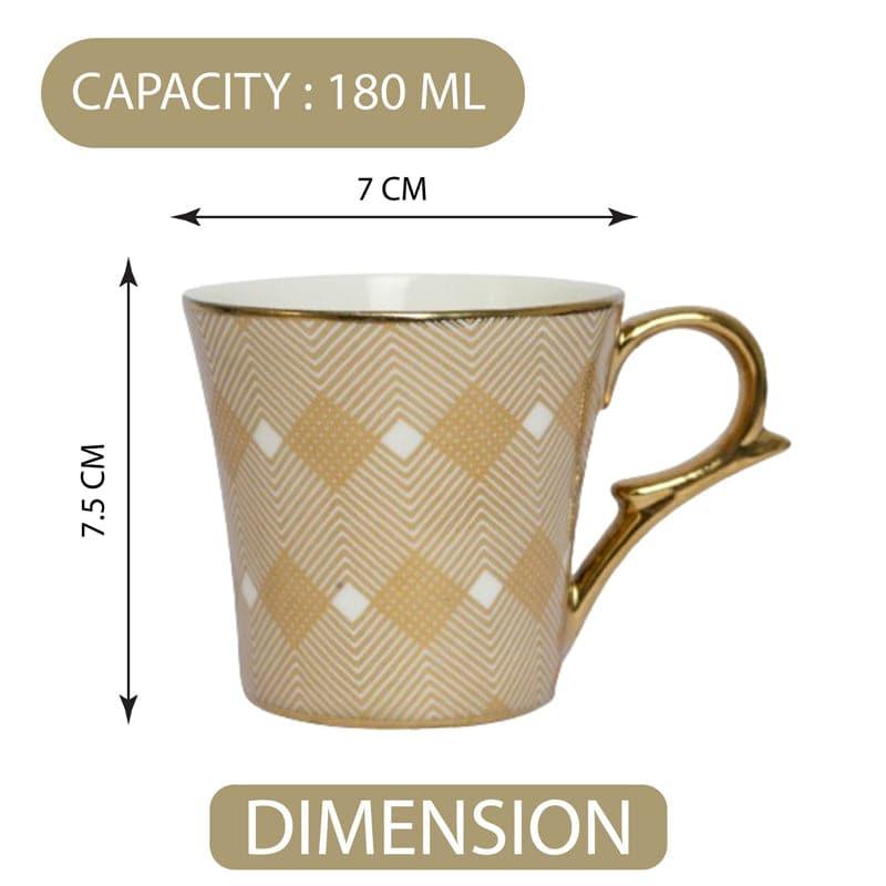 Cup - Rhombus Ethnic Mug (180 ML) - Set Of Six