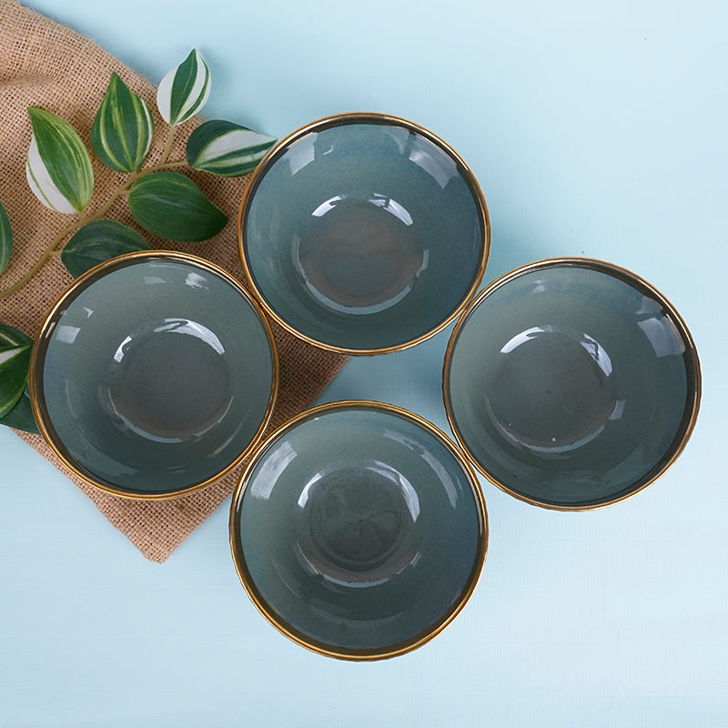 Bowl - Amazo Green Gold Serving Bowl (300 ML) - Set Of Four