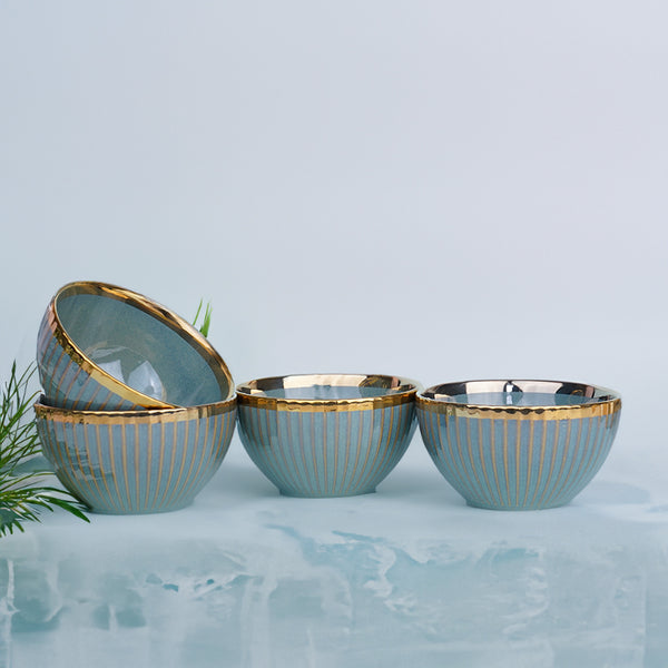 Bowl - Amazo Green Gold Serving Bowl (300 ML) - Set Of Four