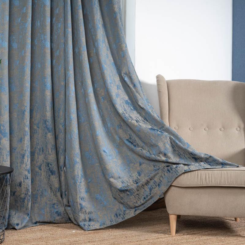 Curtains - Aviothic Jacquard Single Curtain (Blue)