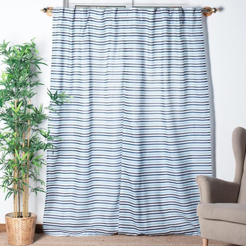 Buy Blue Stripe Curtain Curtains from Vaaree