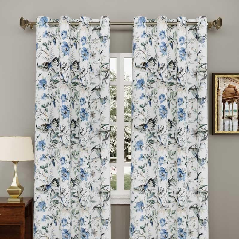 Buy Chidhiya Curtain (Blue) - Set Of Two Curtains from Vaaree