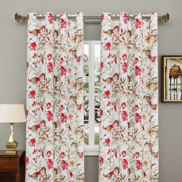 Buy Chidhiya Curtain (Red) - Set Of Two Curtains from Vaaree