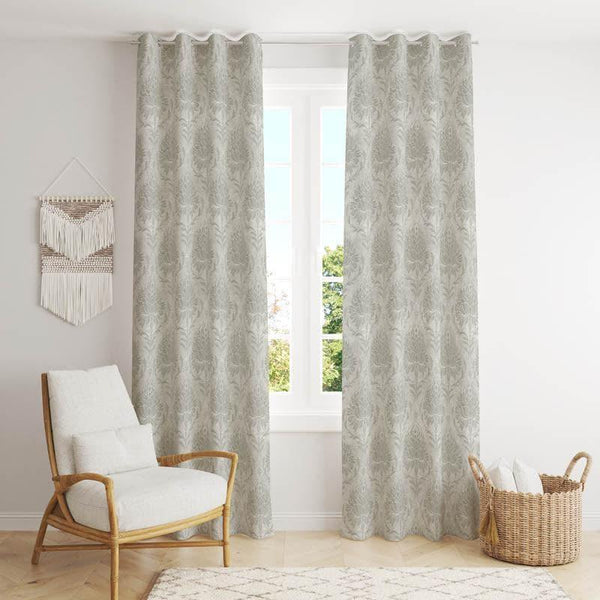 Curtains - European Baroque Floral Single Curtain (Grey)