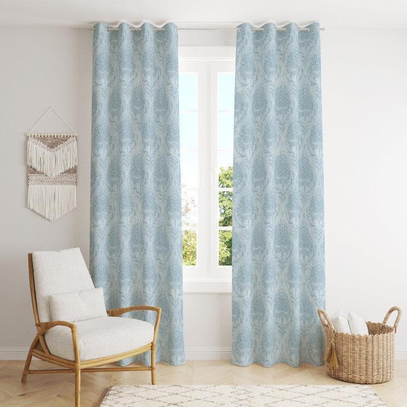 Curtains - European Baroque Floral Single Curtain (Turquoise)