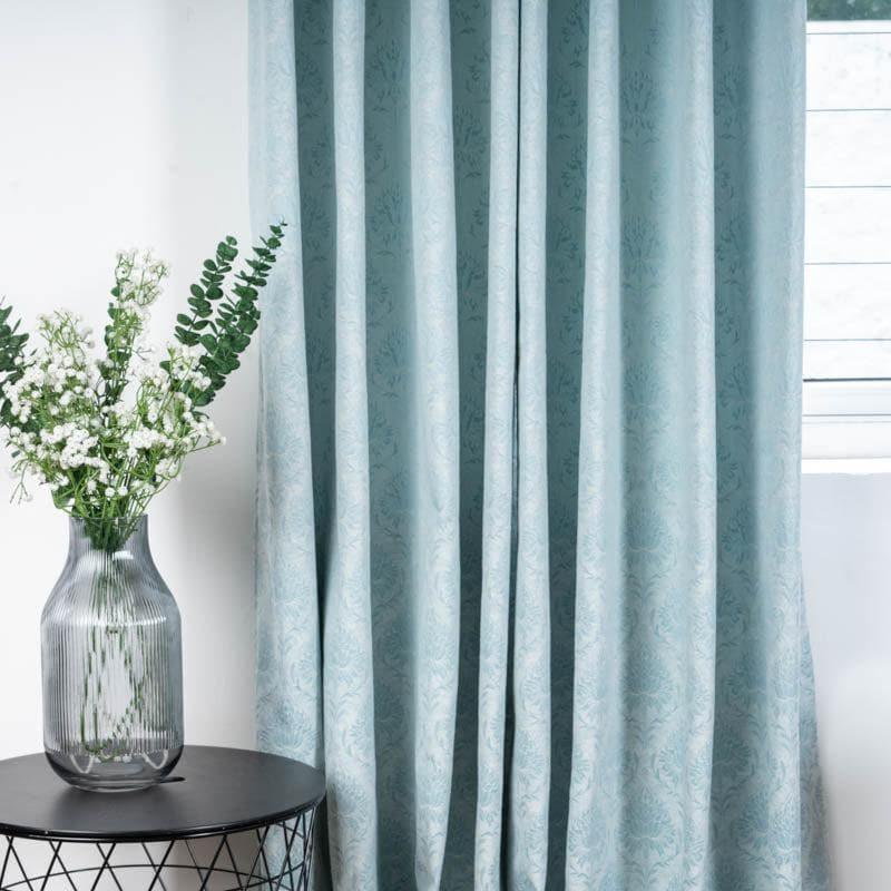 Curtains - European Baroque Floral Single Curtain (Turquoise)