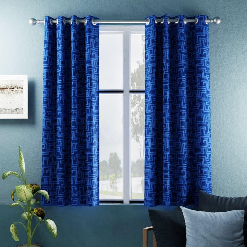 Buy Fasho Blackout Curtain (Blue) - Set Of Two Curtains from Vaaree