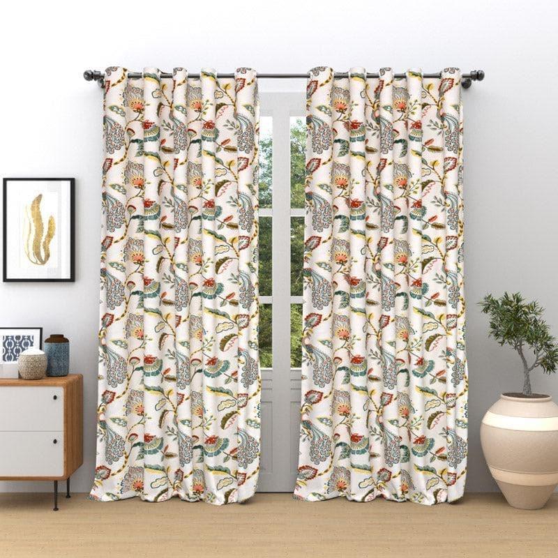 Buy Haruna Single Curtain - Yellow & Turquoise Curtains from Vaaree