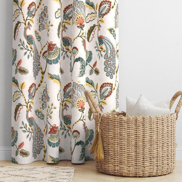 Buy Haruna Single Curtain - Yellow & Turquoise Curtains from Vaaree