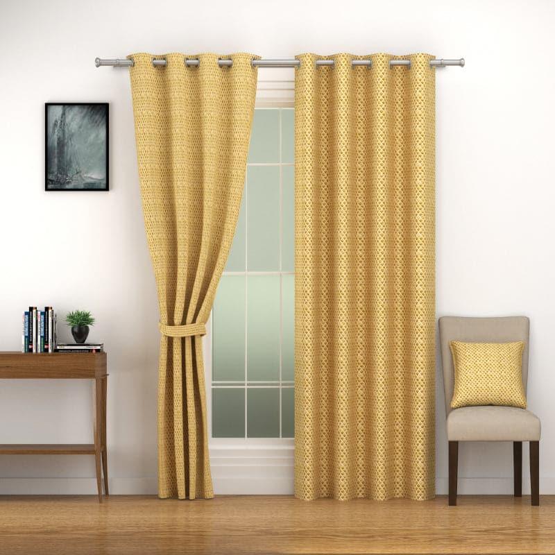 Buy Jonika Jacquard Curtain - Yellow Curtains from Vaaree