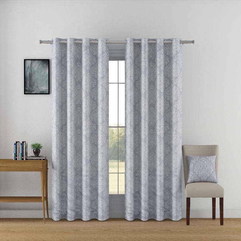 Buy Kinaash Jacquard Curtain - Ash Blue Curtains from Vaaree