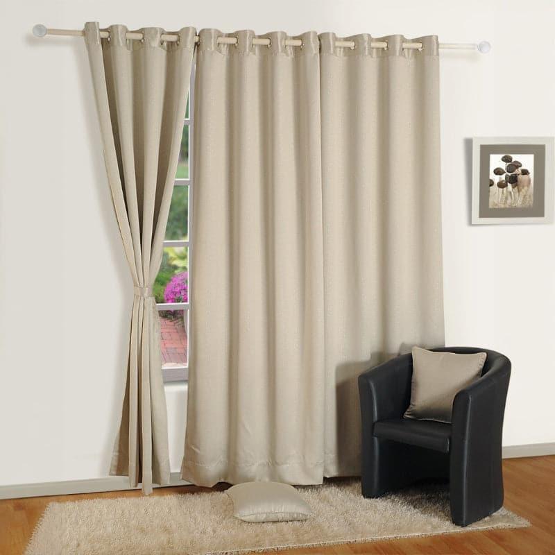 Buy Kinaash Jacquard Curtain - Beige Curtains from Vaaree