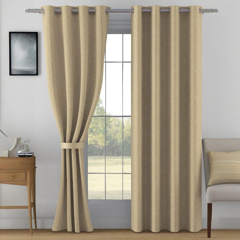 Buy Kinaash Jacquard Curtain - Light Brown Curtains from Vaaree