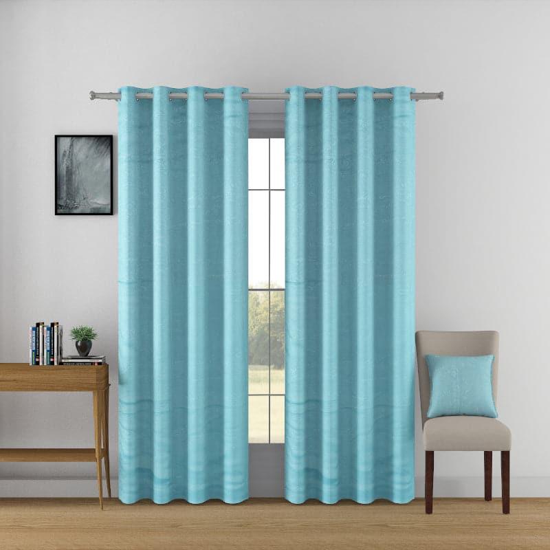 Buy Kinaash Jacquard Curtain - Teal Curtains from Vaaree