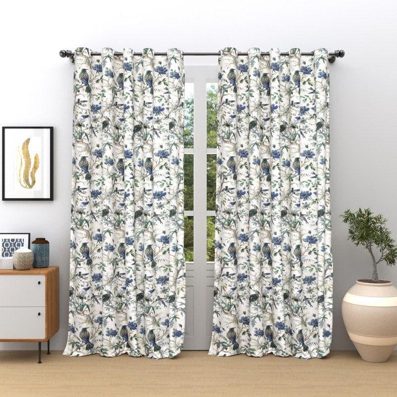 Buy Koel Charm Curtain (Blue) - Set Of Two Curtains from Vaaree