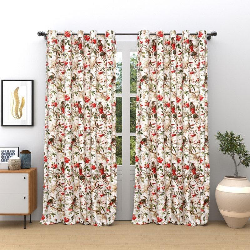 Buy Koel Charm Curtain (Red) - Set Of Two Curtains from Vaaree