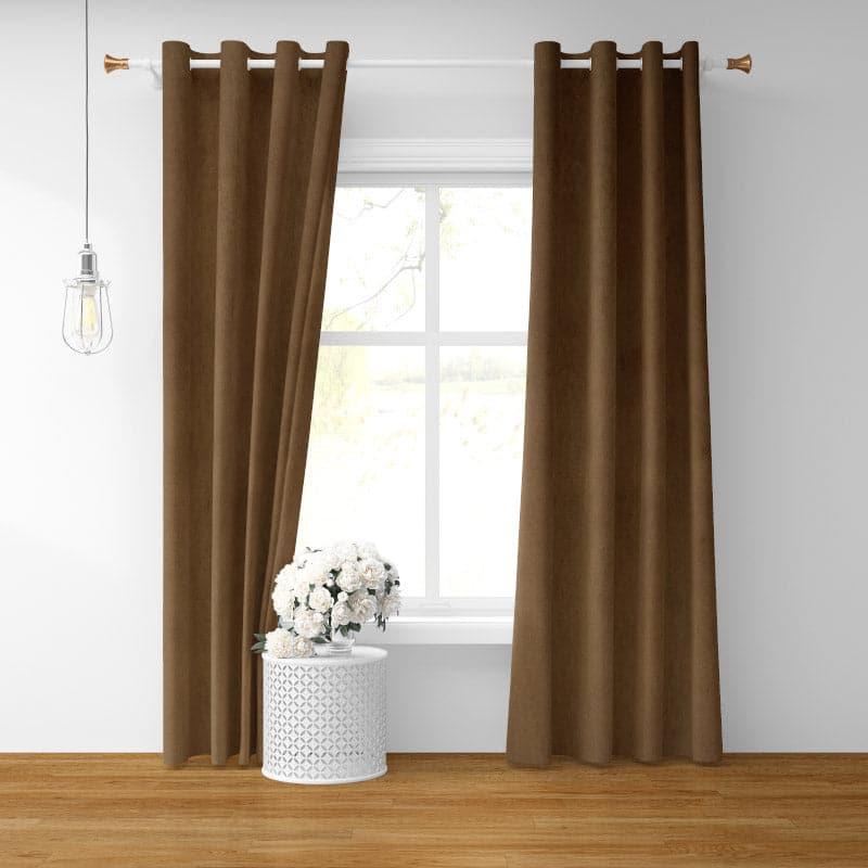 Curtains - Kumudini Solid Curtain (Brown) - Set Of Two