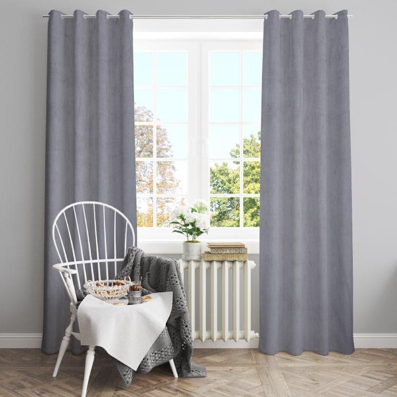 Buy Kumudini Solid Curtain (Grey) - Set Of Two Curtains from Vaaree