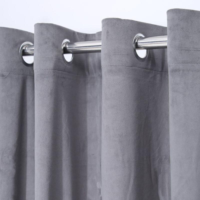 Buy Kumudini Solid Curtain (Grey) - Set Of Two Curtains from Vaaree