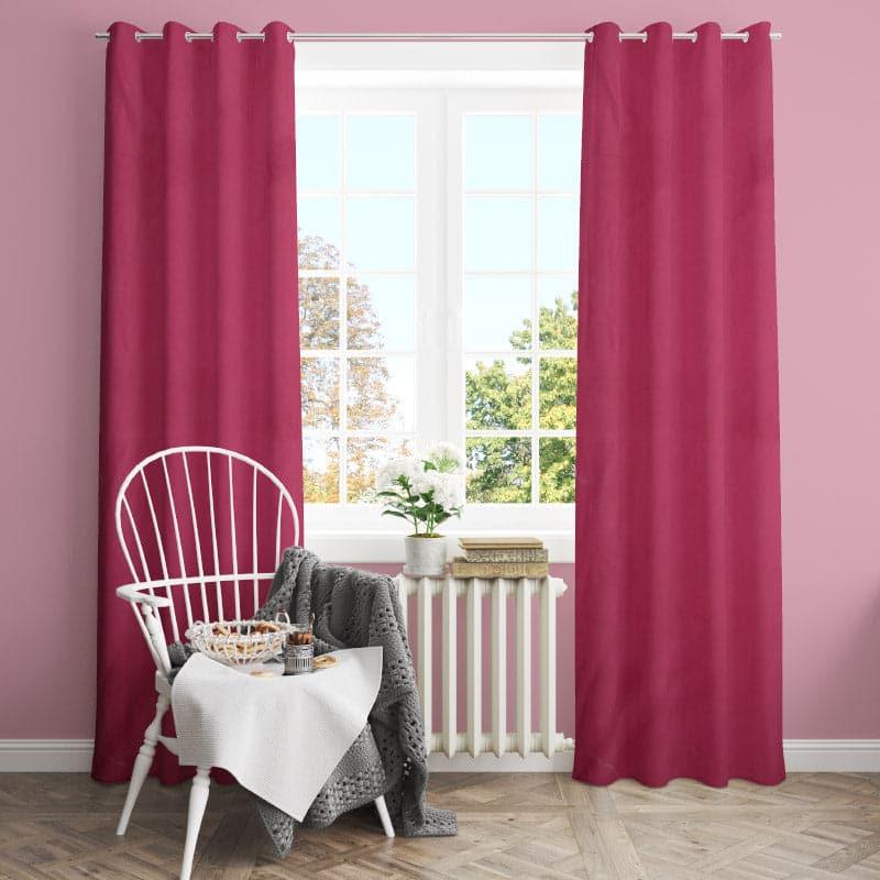 Curtains - Kumudini Solid Curtain (Maroon) - Set Of Two