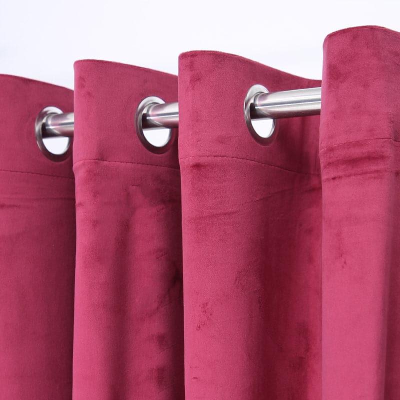 Curtains - Kumudini Solid Curtain (Maroon) - Set Of Two