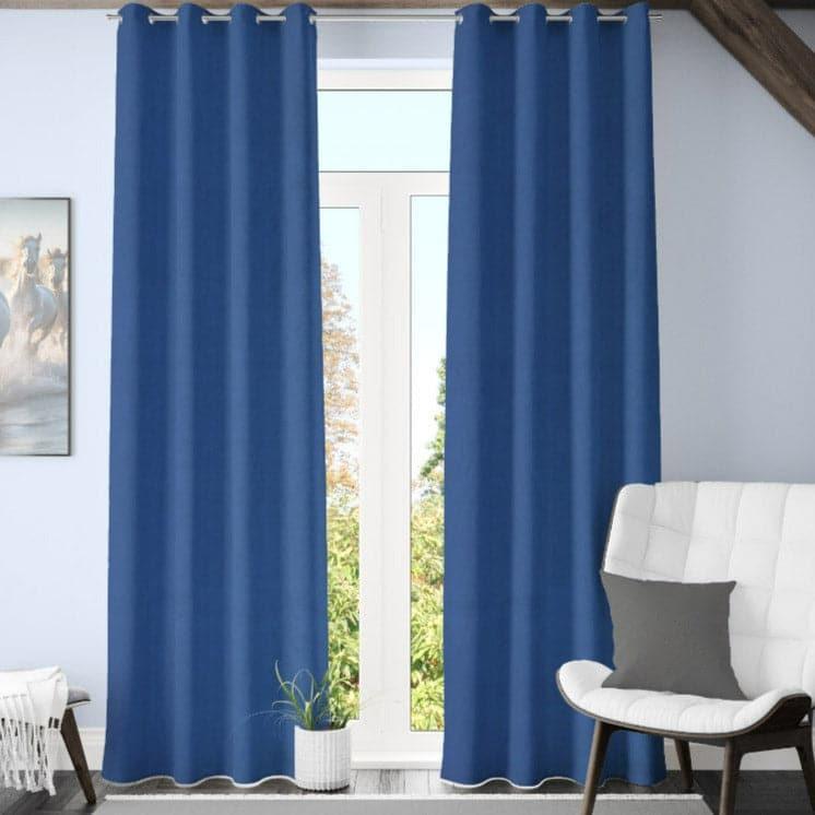 Curtains - Kumudini Solid Curtain (Navy) - Set Of Two