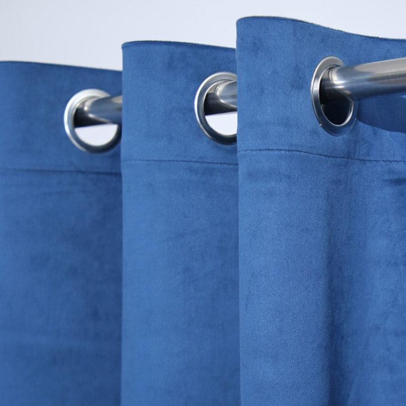 Curtains - Kumudini Solid Curtain (Navy) - Set Of Two