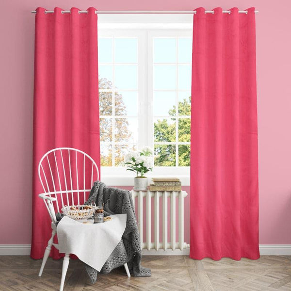 Curtains - Kumudini Solid Curtain (Red) - Set Of Two