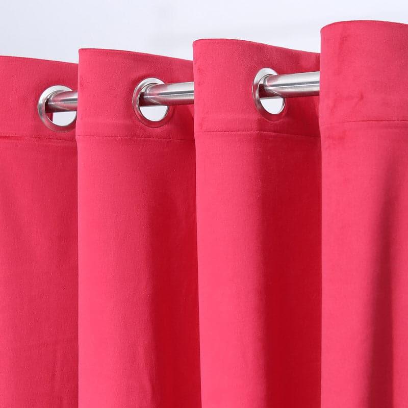 Buy Kumudini Solid Curtain (Red) - Set Of Two Curtains from Vaaree