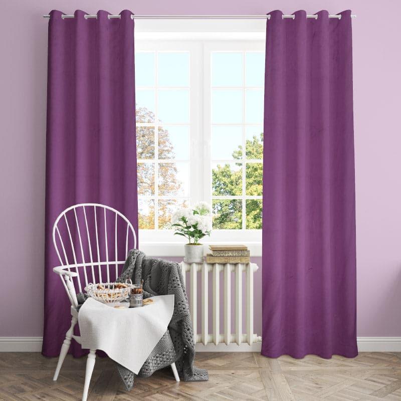 Curtains - Kumudini Solid Curtain (Violet) - Set Of Two