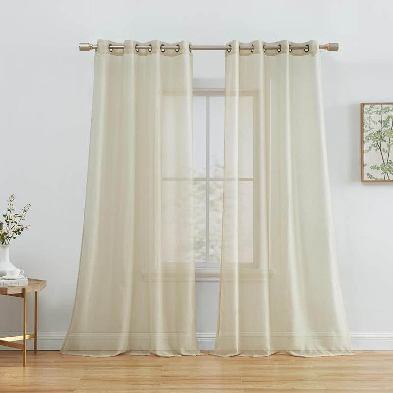 Buy Nitiksha Solid Curtain (Beige) - Set Of Two Curtains from Vaaree