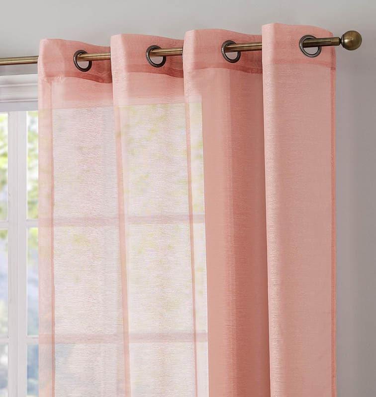 Buy Nitiksha Solid Curtain (Peach) - Set Of Two Curtains from Vaaree