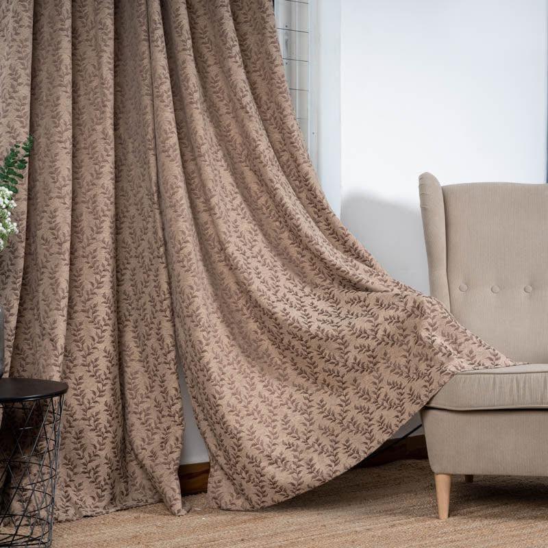 Buy Noor Jacquard Single Curtain (Brown) Curtains from Vaaree