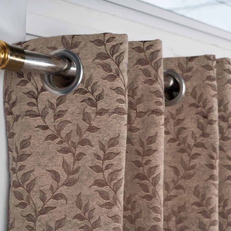 Buy Noor Jacquard Single Curtain (Brown) Curtains from Vaaree